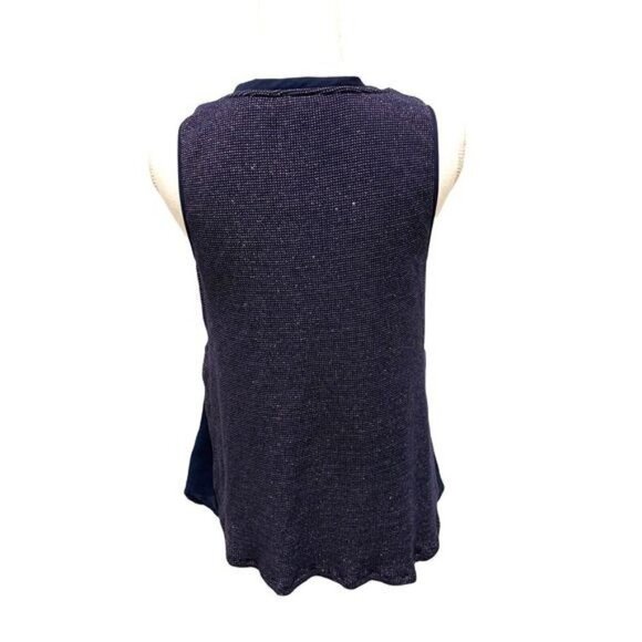 Anthropologie Deletta Women's Blouse Top Small Navy Sparkle Layered Sleeveless - Picture 11 of 13